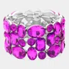 Fashnzfab Glass Crystal Stretch Evening Bracelet Purple, Silver In Multi