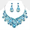 Fashnzfab Glass Crystal Teardrop Bubble Evening Necklace In Blue