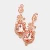 Fashnzfab Glass Crystal Teardrop Dangle Evening Earrings - Peach In Orange