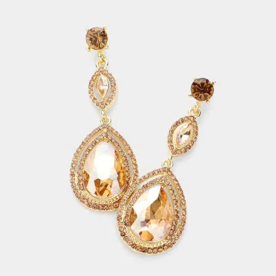 Fashnzfab Glass Crystal Teardrop Evening Earrings - Gold, Lt Col Topaz
