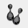 Fashnzfab Crystal Double Teardrop Evening Earrings In Black