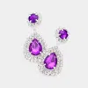 Fashnzfab Glass Crystal Teardrop Evening Earrings In Purple