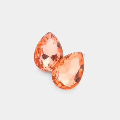 Fashnzfab Glass Crystal Teardrop Stud Earrings In Multi