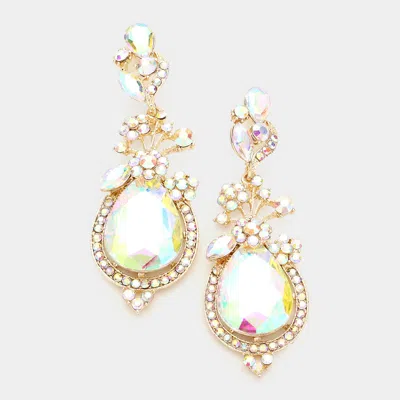 Fashnzfab Glass Crystal Teardrop Vine Earrings In Gold