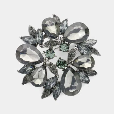 Fashnzfab Glass Crystal Teardrop Wreath Pin Brooch In Gray