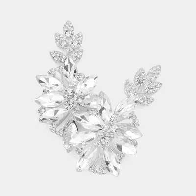 Fashnzfab Glass Petal Evening Earrings In Metallic