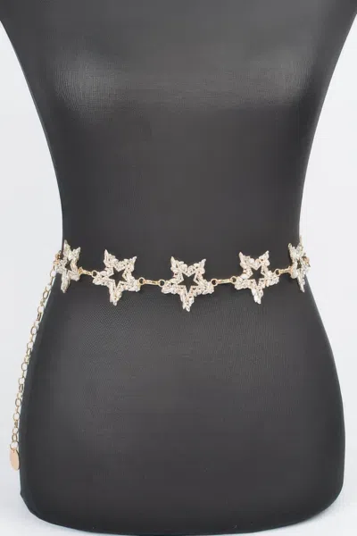 Fashnzfab Glass Star Plus Size Chain Belt In Neutral