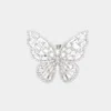 Fashnzfab Glass Stone Accented Cz Pave Butterfly Ring - Silver In Metallic