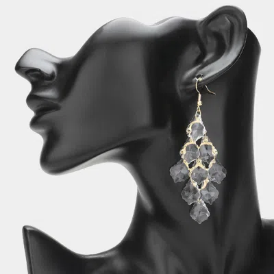 Fashnzfab Glass Stone Chandelier Dangle Earrings In Gray