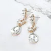 Fashnzfab Glass Stone Cluster Embellished Drop Dangle Evening Earrings In Gold