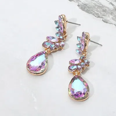 Fashnzfab Glass Stone Cluster Embellished Drop Dangle Evening Earrings In Multi