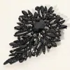 Fashnzfab Glass Stone Cluster Embellished Floral Pin Brooch In Black
