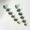 Fashnzfab Glass Stone Cluster Link Dropdown Evening Earrings In Green