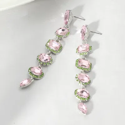Fashnzfab Glass Stone Cluster Link Dropdown Evening Earrings In Multi