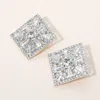 Fashnzfab Glass Stone Embellished Diamond Frame Evening Earrings - Clear, Rhodium In Metallic