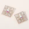 Fashnzfab Glass Stone Embellished Diamond Frame Evening Earrings In Gold