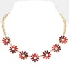 Fashnzfab Glass Stone Embellished Flower Cluster Link Necklace In Multi