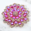 Fashnzfab Glass Stone Embellished Flower Pin Brooch In Multi