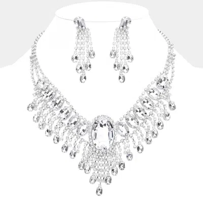 Fashnzfab Glass Stone Ephemeral Wings Necklace In Multi