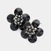 Fashnzfab Glass Stone Flower Earrings In Black