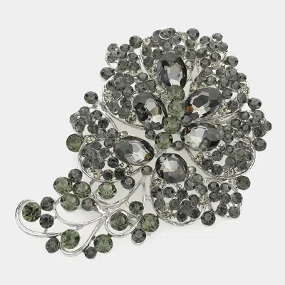 Fashnzfab Glass Stone Flower Pin Brooch In Multi
