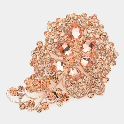 Fashnzfab Glass Stone Flower Pin Brooch In Pink