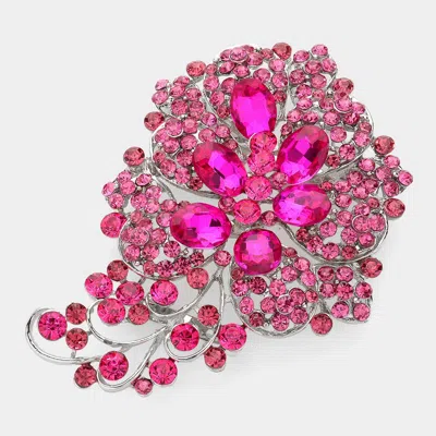 Fashnzfab Glass Stone Flower Pin Brooch In Purple