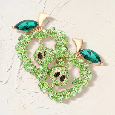 Fashnzfab Glass Stone Pave Apple Earrings - Green