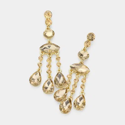 Fashnzfab Glass Teardrop Accented Evening Earrings In Multi