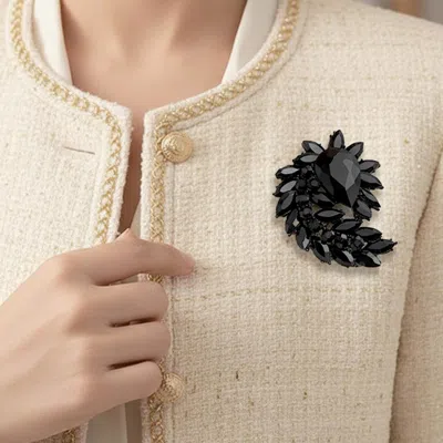 Fashnzfab Glass Teardrop Stone Accent Marquise Cluster Pin Brooch In Multi