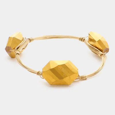 Fashnzfab Glass Trio Flexi-wire Bracelet Bronze In Gold