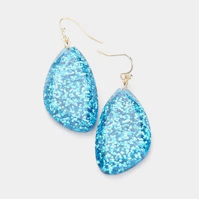 Fashnzfab Glitter Abstract Bead Dangle Earrings - Light Blue