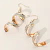 Fashnzfab Glitter Accent Spiral Metal Ribbon Drop Dangle Earrings - Gold In Gold