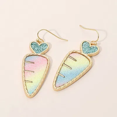 Fashnzfab Glitter Carrot Charm Dangle Earrings In Multi