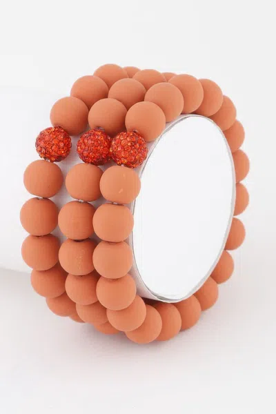 Fashnzfab Glitter Clay Bead Bracelet In Orange