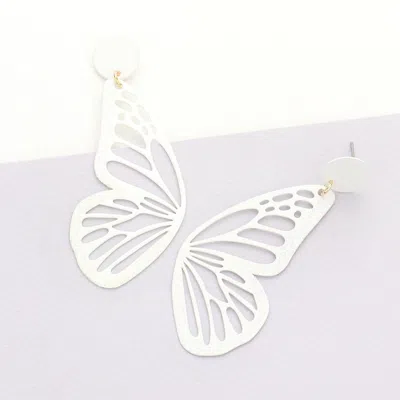 Fashnzfab Glitter Cutout Butterfly Dangle Earrings In Brown