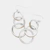 Fashnzfab Glitter Detail Open Metal Circle Link Dangle Earrings - Two Tone In Metallic