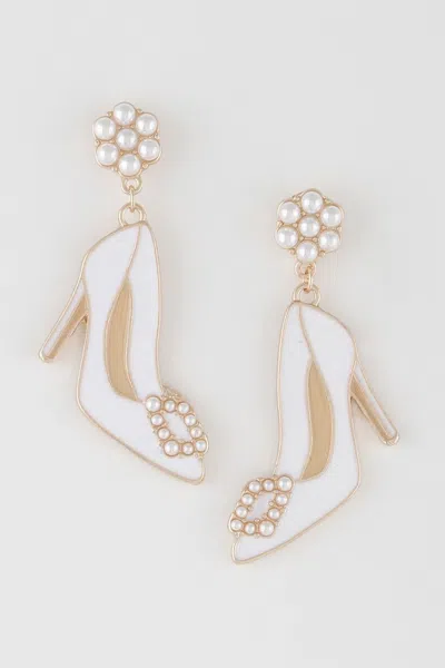 Fashnzfab Glitter Heels Drop Earrings In Gold