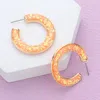 Fashnzfab Glitter Inlay Resin Hoop Earrings In Orange
