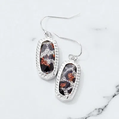 Fashnzfab Glitter Leopard Hexagon Stone Dangle Earrings In Multi
