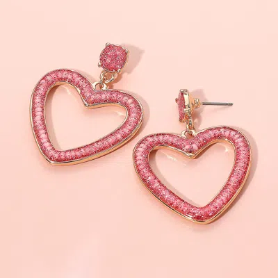Fashnzfab Glitter Open Heart Dangle Earrings In Multi