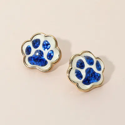 Fashnzfab Glitter Paw Print Gameday Stud Earrings In Multi