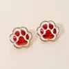 Fashnzfab Glitter Paw Print Gameday Stud Earrings In Red