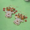Fashnzfab Glitter Reindeer Dangle Earrings - Gold, Red In Multi