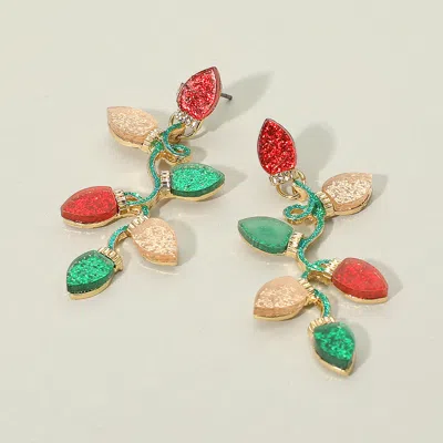 Fashnzfab Glitter Resin Holiday Light Bulb Drop Earrings - Multi