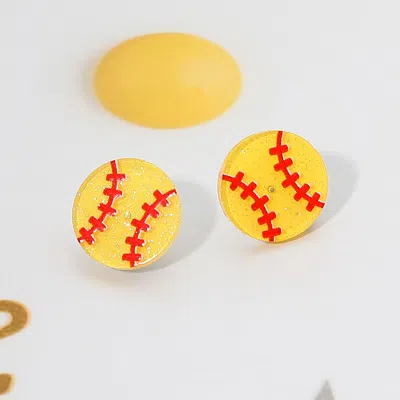Fashnzfab Glitter Resin Softball Stud Earrings Yellow In Multi