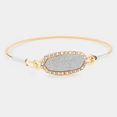 Fashnzfab Glitter Rhinestone Hook Bracelet N Clear, Gold In Multi