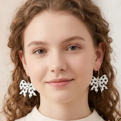 Fashnzfab Glitter Soccer Bow Dangle Earrings In Multi
