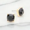 Fashnzfab Glitter Square Stud Earrings In Black