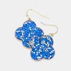 Fashnzfab Glitter Stone Clover Dangle Earrings In Multi